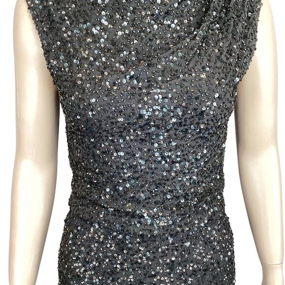 Alice + Olivia Black Sequin Sleeveless 2pc Top & Skirt Size 2 Cocktail - Picture 8 of 10